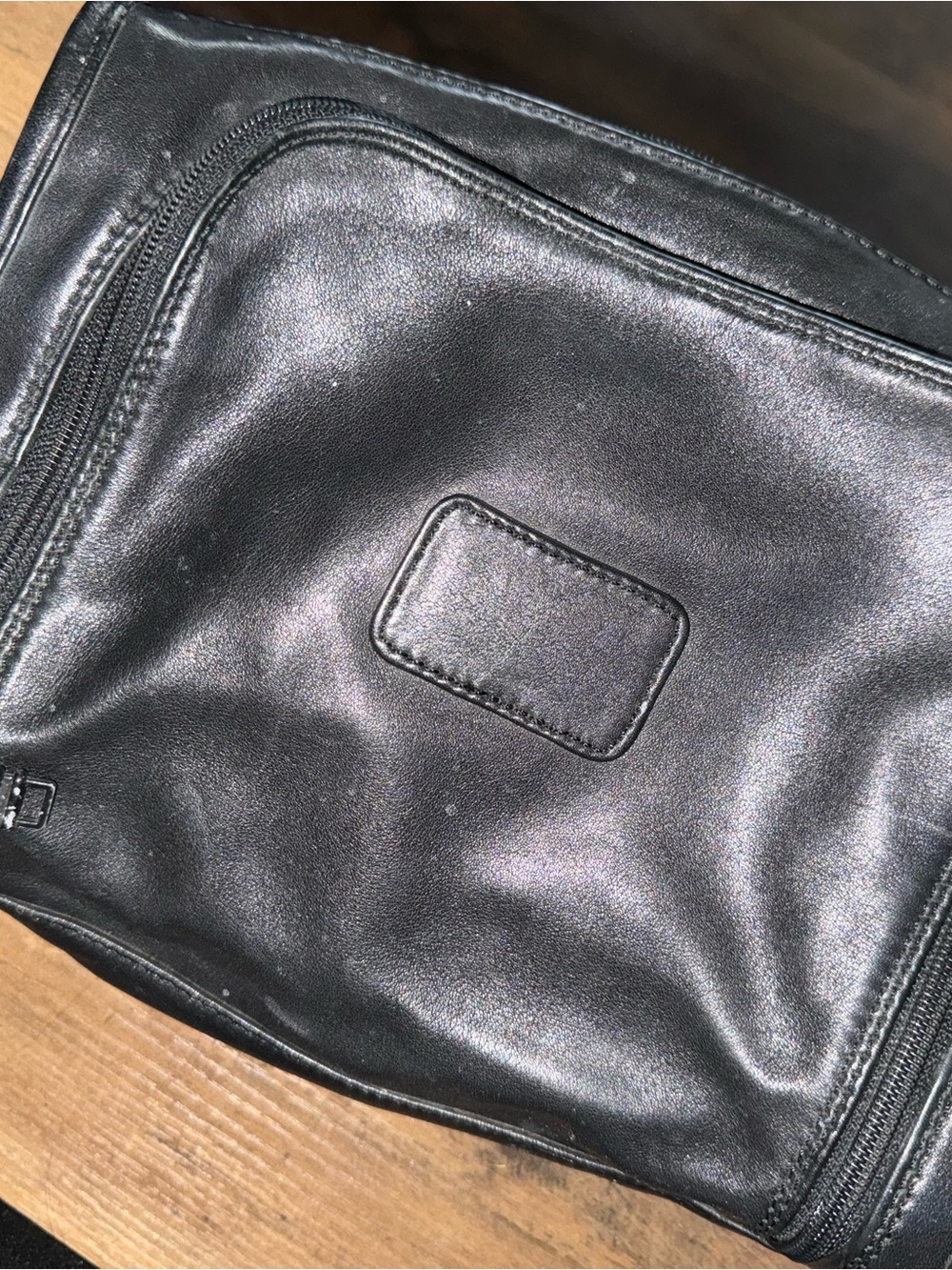 Tumi Black Leather Toiletry Dopp Kit